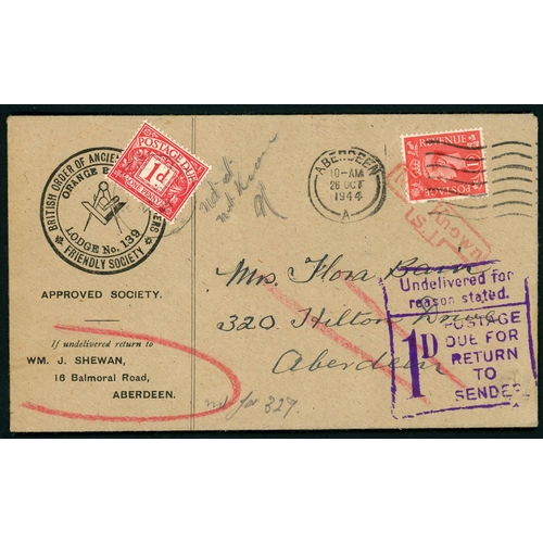 1380 - POSTAGE DUE COVERS INC. OVERSEAS MAIL: 1941-47 group inc. some censored mail from/to U.S.A, India, S... 