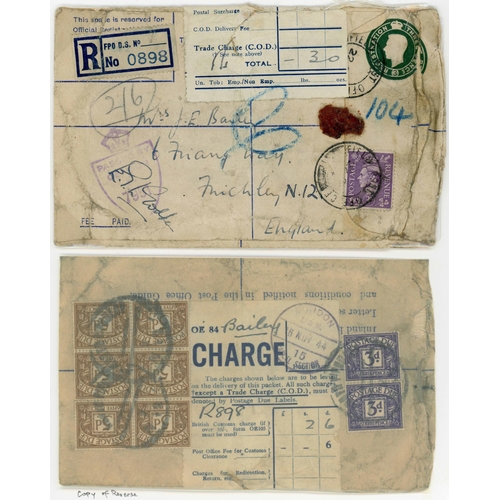 1380 - POSTAGE DUE COVERS INC. OVERSEAS MAIL: 1941-47 group inc. some censored mail from/to U.S.A, India, S... 