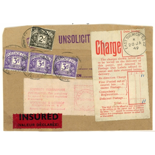 1381 - POSTAGE DUE COVERS - INTERNAL & FOREIGN: 1947-51 group of internal mail (7) or mail to/from GB displ... 