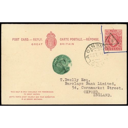 1383 - POSTAL STATIONERY - RARE USED G.B. KGVI REPLY PCs: 1947-55 group from Ethiopia/Somalia (2), France (... 