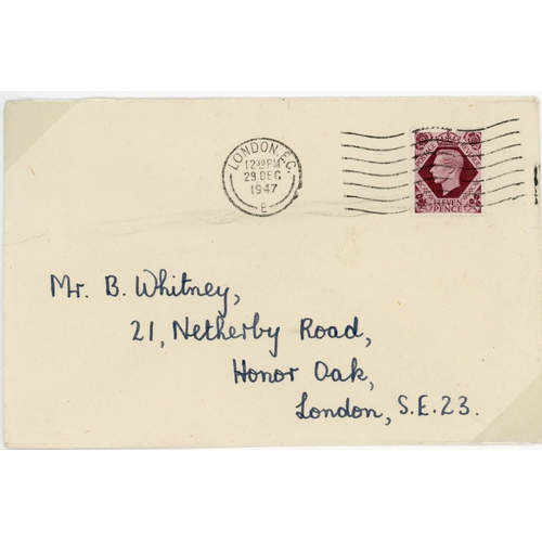 1391 - 11d VALUE/RATES ON COVERS: 25 Mar. 1953 parcel tag from Sandon(?) to London with v. rare 11d Plum pr... 