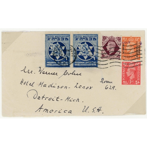 1391 - 11d VALUE/RATES ON COVERS: 25 Mar. 1953 parcel tag from Sandon(?) to London with v. rare 11d Plum pr... 