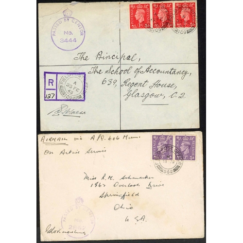 1394 - WEST AFRICA WWII MIX: 1939-45 display collection inc. 1939 censored env. ex Gold Coast sent airmail ... 