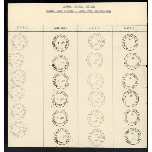 1413 - MOBILE POST OFFICES - RECORD SHEET IMPRESSIONS, ETC.: 1941-45 selection inc. 6 Aug. 1941 Cert. of Po... 