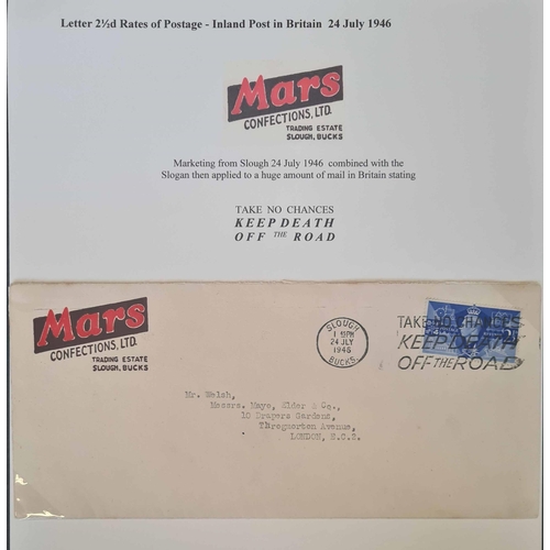 1338 - INLAND PRINTED MATTER MAIL MIX: A box file containing 1937-55 (mainly early 1940s) display collectio... 