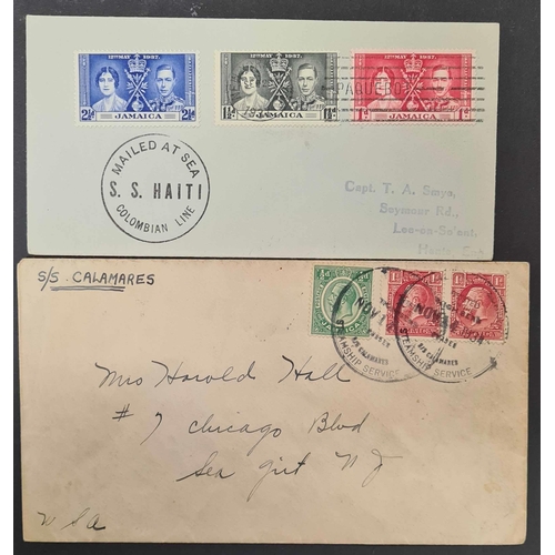 100 - ** JAMAICA - REGISTERED OVALS, SLOGAN & MARITIME POSTMARKS: A small box containing 1933-77 (but main... 