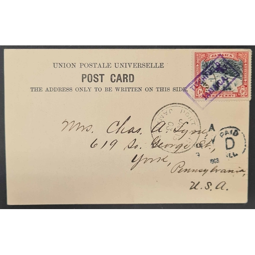 100 - ** JAMAICA - REGISTERED OVALS, SLOGAN & MARITIME POSTMARKS: A small box containing 1933-77 (but main... 