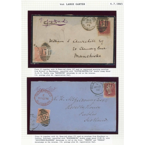 1007 - 1865-73 4d VERMILION COLLECTION with plates 7 (3, inc. AF marginal unused), 8 (4, inc. two on  cover... 