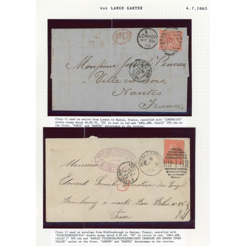 1007 - 1865-73 4d VERMILION COLLECTION with plates 7 (3, inc. AF marginal unused), 8 (4, inc. two on  cover... 