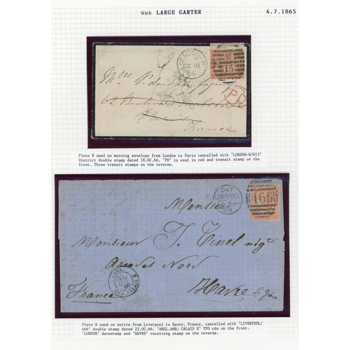 1007 - 1865-73 4d VERMILION COLLECTION with plates 7 (3, inc. AF marginal unused), 8 (4, inc. two on  cover... 