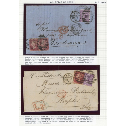 1014 - 1867-69 SPRAY OF ROSE WATERMARK 6d PLATES 6, 8 & 9  with plate 6 unused QB and used (2). Examples us... 