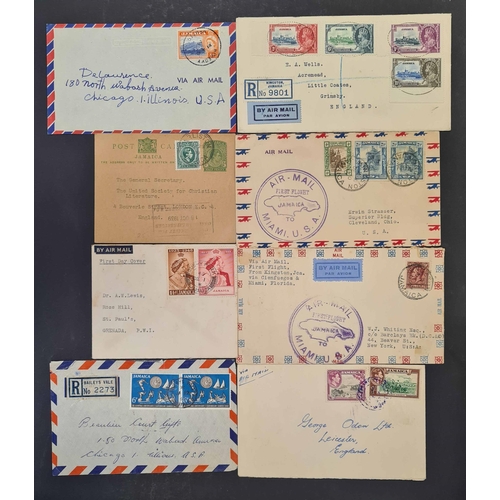 103 - ** JAMAICA - KGVI-QEII POSTMARK RESEARCH ACCUMULATION (3): A small box containing mainly 1940s-60s c... 