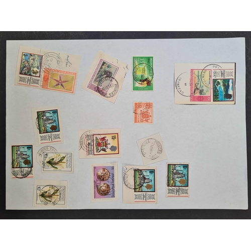 106 - ** THE VILLAGE POSTMARKS OF TRINIDAD & TOBAGO A-W (2): A box containing 3 folders housing a collecti... 