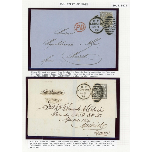 1062 - 1874-80 SPRAY OF ROSE WATERMARK 6d GREY GROUP with plates 13 (3), 14 (3), 15 (2), 16 & 17 fine used.... 