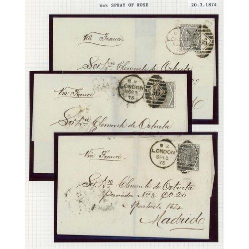 1062 - 1874-80 SPRAY OF ROSE WATERMARK 6d GREY GROUP with plates 13 (3), 14 (3), 15 (2), 16 & 17 fine used.... 