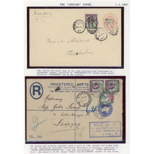 1108 - 1887-1900 JUBILEE ISSUE COVERS SELECTION inc. 3 July 1895 2½d p.stat. env. uprated with 1½d pair + 2... 