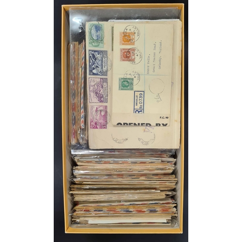 112 - ** BRITISH WEST INDIES - KGVI-QEII POSTMARK RESEARCH ACCUMULATION (3): A small box containing mainly... 