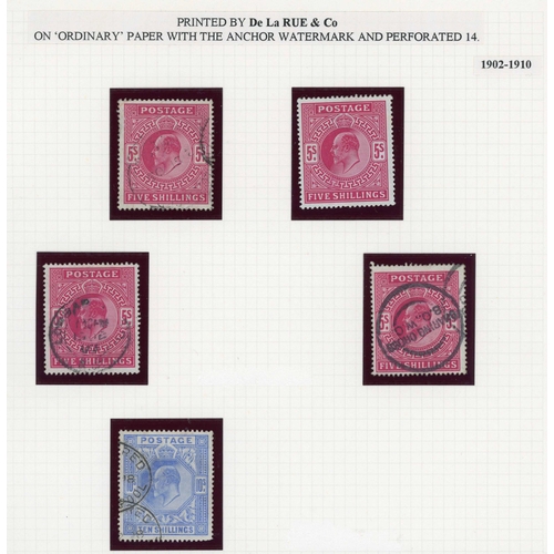 1129 - 1902-10 DE LA RUE SELECTION with ordinary paper 2/6d three used.  5/- (4, inc. one mint) and 10/-. A... 