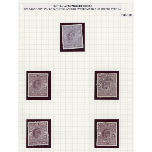 1147 - 1911-12 SOMERSET HOUSE 2/6d LILAC mint (3) and used (2), 5/- carmine mint and use (2) plus 10/- blue... 