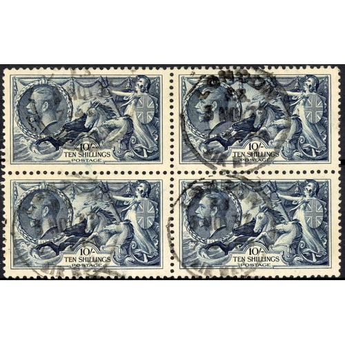 1175 - 1934 RE-ENGRAVED ISSUE: 5/- bright rose-red block of four with 