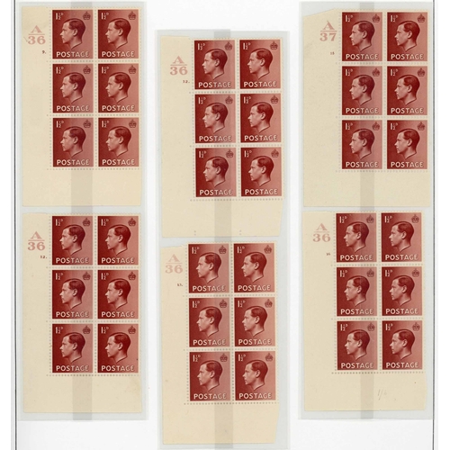 1209 - 1½d RED- BROWN CYLINDER BLOCK RANGE: Blocks of 6 on pages inc. A36 2 no dot (2); 4 dot/no dot; 6 no ... 