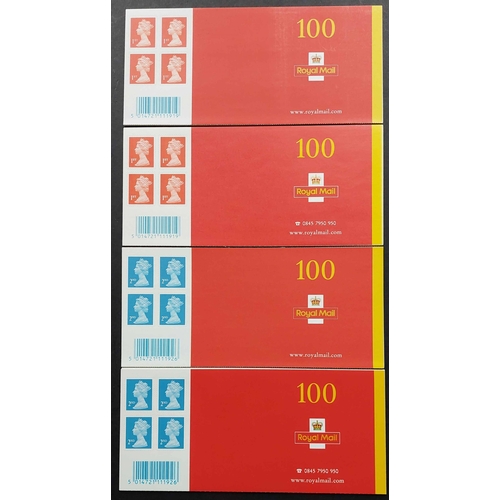 1226 - BOOKLETS OF 100 FIRST & SECOND CLASS NVI STAMPS: Folded booklets of 1st class Machin stamps (2) and ... 