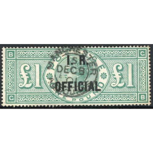 1328 - 1892 CROWNS WATERMARK £1 GREEN: GB with central 