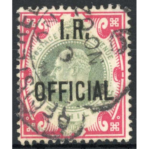 1330 - 1902 1/- GREEN & CARMINE: A fine used example. SG 024 £900. RPSL Cert. (2008).