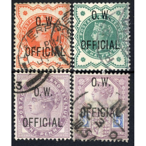 1331 - 1896-1902 ½d vermilion, ½d green. 1d lilac and 5d dull purple & blue. Fine used examples. SG 031-034... 