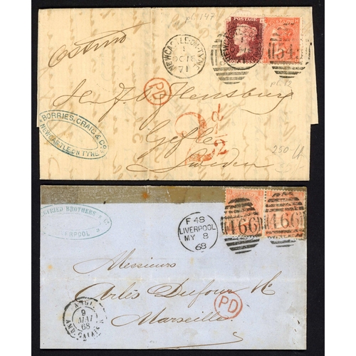 1370 - 1858-81 INTERESTING COLLECTION INC. SURFACE PRINTED COVERS inc. 18 Oct. 1871 EL from Newcastle to Lo... 