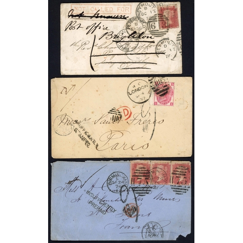 1374 - 1860-78 INTERESTING GROUP OF COVERS inc. 10 Sept. 1860 EL from London to Paris bearing 4d rose with ... 