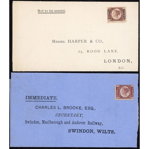 1375 - 1870-1939 GROUP OF ½d ON COVERS ETC.: 12 Oct. 1870 E from Taunton to Collumpton bearing 1d plate 1 D... 