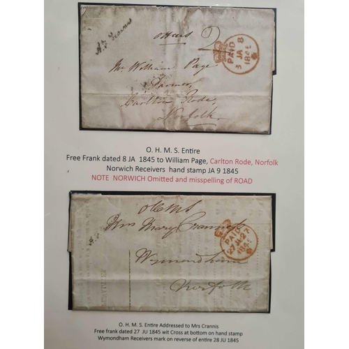 1386 - POSTAL HISTORY COLLECTION 1799-1863; A neatly written up collection in a lever arch file with an ass... 