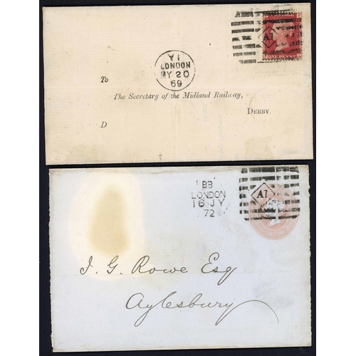 1399 - 1859-72 COVERS WITH VARIOUS CANCELLATIONS inc. fine Azemars (7, inc. one 1d pink env.), spoon duplex... 