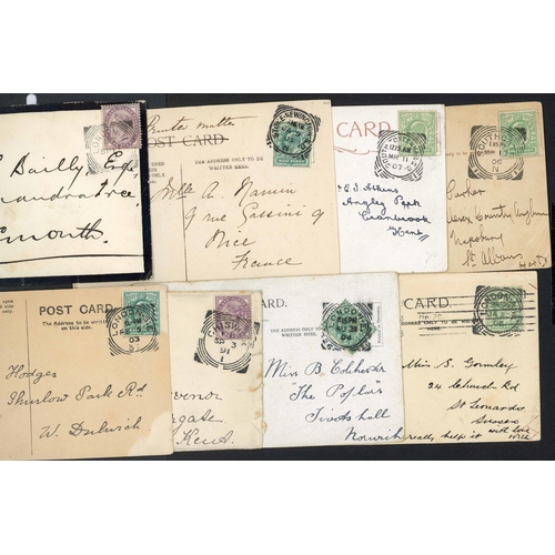 1404 - SQUARED CIRCLE CANCELLATIONS - CENTRAL & DISTRICT OFFICES: 1891-1909 Selection on PPCs and env. with... 