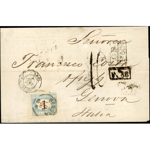 1479 - ITALY/FRANCE - UNPAID COVER TO GENOA WITH BOTH BOXED 