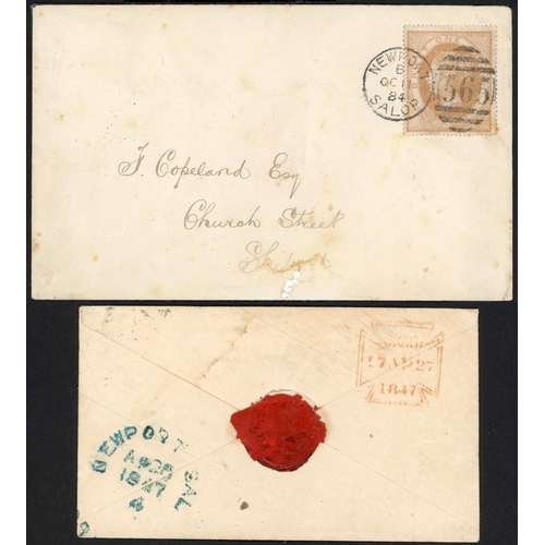 1603 - NEWPORT - THE BALANCE OF THE NEWPORT COLLECTION: 1843-1923 inc. 1847 env. London to Newport with goo... 