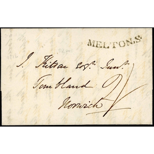 1611 - MELTON & MILDENHALL: 1808-1857 small group inc. 1816 EL to Norwich with v.fine curved MELTON,S hs (S... 