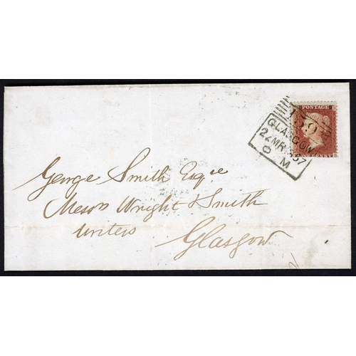 1649 - 1857 RARE POSTED SINCE 10-15 LAST NIGHT CDS - SCARCE ARUNDEL TYPE RA31: 22 Mar. 1857 local Glasgow E... 