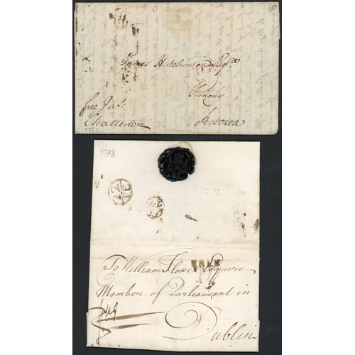 1682 - EARLY FREE MAIL INC. 1762 FAILED FREE WITH INSPECTOR CROWN, ETC.: Small selection with 1762 EL Kilke... 