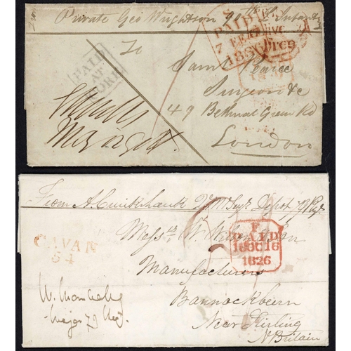 1691 - PRESTAMP SOLDIERS' 1d CONCESSION RATE: Pair inc. 1826 EL Cavan to Wilson &  Son, Bannockburn regardi... 