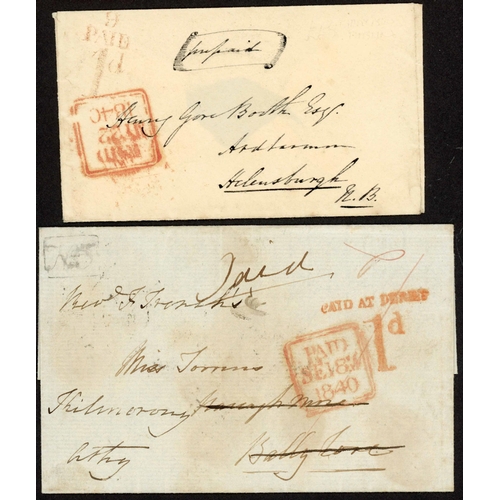 1694 - IRISH U.P.P. 1D PAID HS INC. DIFFERENT DUBLIN TYPES: 1840-48 selection inc. turned 1848 E originally... 