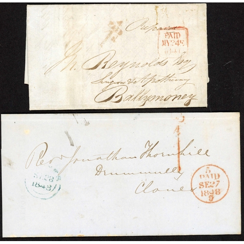 1694 - IRISH U.P.P. 1D PAID HS INC. DIFFERENT DUBLIN TYPES: 1840-48 selection inc. turned 1848 E originally... 