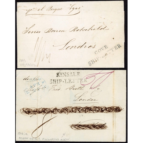 1698 - KINSALE & COVE SHIP LETTERS: Pair inc. 1841 E Valparaiso to London endorsed pr el Barque 