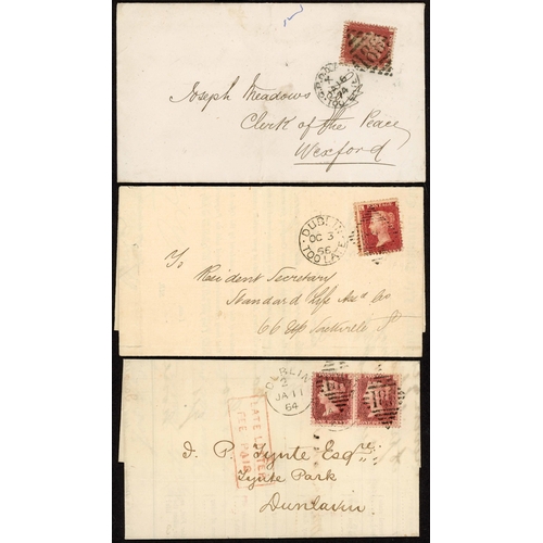 1702 - DUBLIN LATE FEE & TOO LATE HS: 1854-89 group all from Dublin with 1864 EL to Dunlavin franked pair 1... 