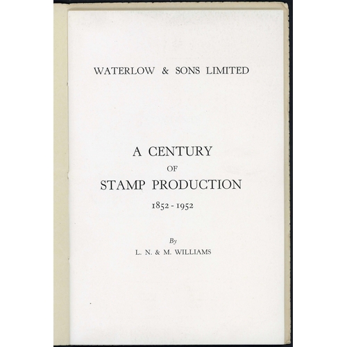 173 - A CENTURY OF STAMP PRODUCTION - WATERLOW & SONS LTD: 1952 44 page soft covered booklet (A5 size) 