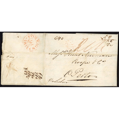 275 - OUTGOING COVER VIA PLYMOUTH TO PORTUGAL DURING THE 'FALMOUTH PACKET MUTINY'; 16 Jan. 1811 EL from Lo... 