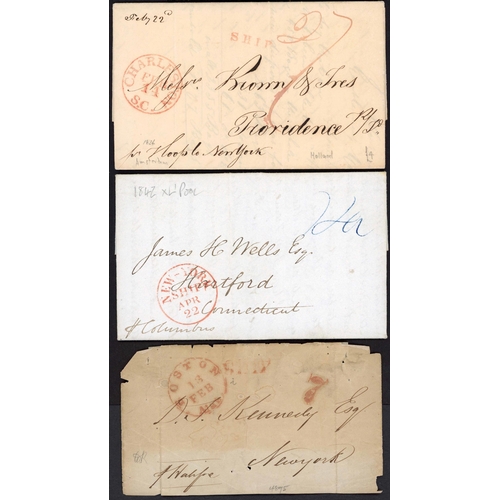 286 - TRANSATLANTIC MAILS USA/GB/ITALY/CUBA, ETC.: 1828-59 group of early Transatlantic mails inc. 1828 EL... 