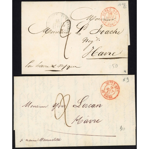 287 - TRANSATLANTIC MAIL: Pre-stamp covers into France 1836-69 inc. Guadeloupe, Martinique, Uruguay & USA ... 