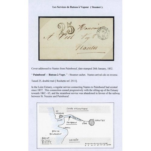 291 - SCARCE PAIMBOEUF BATEAU A VAPEUR CDS on 1852 cover, anchor lozenge cancels on cover, front & stamps,... 